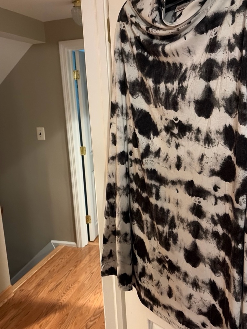 Mossimo Supply Co. Black & White Tie-Dye A-Line Maxi Skirt